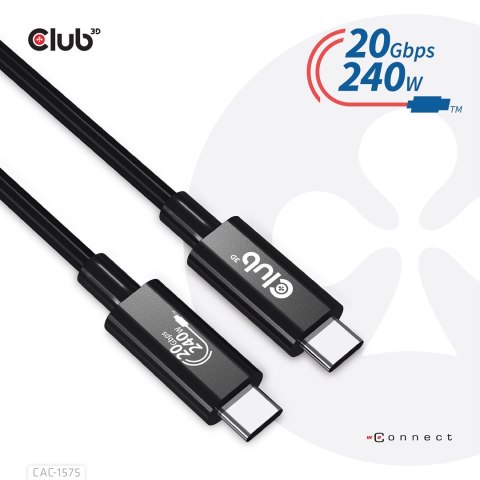 CLUB3D CAC-1575 kabel USB USB4 Gen 2x2 2 m USB C Czarny CLUB3D CAC-1575 kabel USB USB4 Gen 2x2 2 m USB C Czarny
