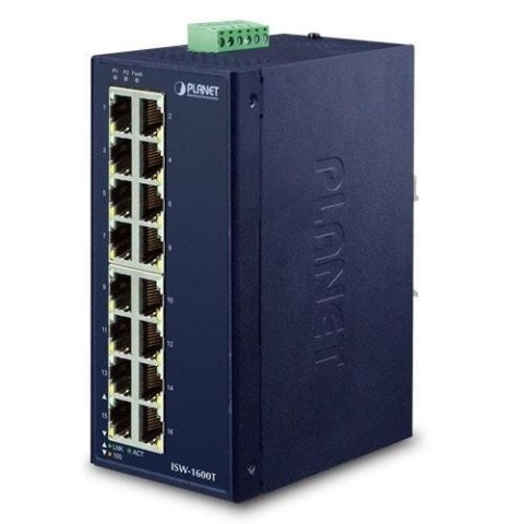 PLANET ISW-1600T łącza sieciowe Nie zarządzany Fast Ethernet (10/100) Niebieski PLANET ISW-1600T łącza sieciowe Nie zarządzany Fast Ethernet (10/100) Niebieski