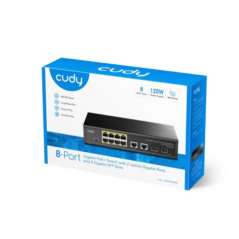 Switch CUDY GS1010PS2 8-GbE PoE z 2 portami Switch CUDY GS1010PS2 8-GbE PoE z 2 portami