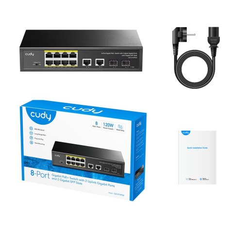 Switch CUDY GS1010PS2 8-GbE PoE z 2 portami Switch CUDY GS1010PS2 8-GbE PoE z 2 portami
