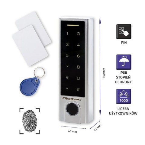 Zamek szyfrowy dotykowy Proteus z czytnikiem linii papilarnych RFID kod karta brelok dzwonek IP68 EM Zamek szyfrowy dotykowy Proteus z czytnikiem linii papilarnych RFID kod karta brelok dzwonek IP68 EM
