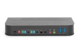 Digitus Przełącznik KVM, 2-portowy, 4K 60 Hz, 2 x DP in, 1 x DP/HDMI out