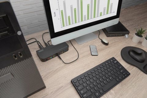Digitus Przełącznik KVM, 2-portowy, 4K 60 Hz, 2 x DP in, 1 x DP/HDMI out Digitus Przełącznik KVM, 2-portowy, 4K 60 Hz, 2 x DP in, 1 x DP/HDMI out