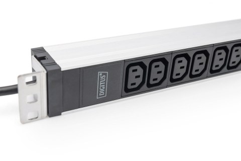 Listwa zasilająca PDU 19" Rack, 12x gniazdo C13 16A/230 V, 2.0m, 1x wtyk unischuko, 16A, aluminiowa Listwa zasilająca PDU 19" Rack, 12x gniazdo C13 16A/230 V, 2.0m, 1x wtyk unischuko, 16A, aluminiowa