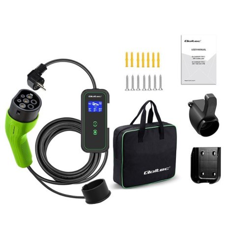 Qoltec 52476 Mobilna ładowarka do samochodu elektrycznego EV z regulacją 2w1 Typ2 | 3.5kW | 230V | Wi-fi | LCD | Przenośna | Wal Qoltec 52476 Mobilna ładowarka do samochodu elektrycznego EV z regulacją 2w1 Typ2 | 3.5kW | 230V | Wi-fi | LCD | Przenośna | Wal