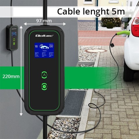 Qoltec 52476 Mobilna ładowarka do samochodu elektrycznego EV z regulacją 2w1 Typ2 | 3.5kW | 230V | Wi-fi | LCD | Przenośna | Wal Qoltec 52476 Mobilna ładowarka do samochodu elektrycznego EV z regulacją 2w1 Typ2 | 3.5kW | 230V | Wi-fi | LCD | Przenośna | Wal