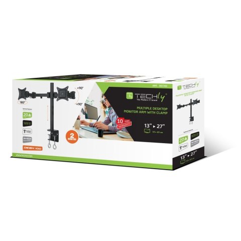 Techly ICA-LCD 482-D uchwyt / stojak do monitorów 68,6 cm (27") Czarny Biurko Techly ICA-LCD 482-D uchwyt / stojak do monitorów 68,6 cm (27") Czarny Biurko