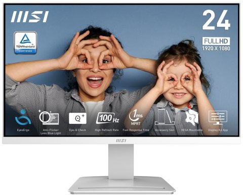 MSI Pro MP2412W monitor komputerowy 60,5 cm (23.8") 1920 x 1080 px Full HD LCD Biały MSI Pro MP2412W monitor komputerowy 60,5 cm (23.8") 1920 x 1080 px Full HD LCD Biały