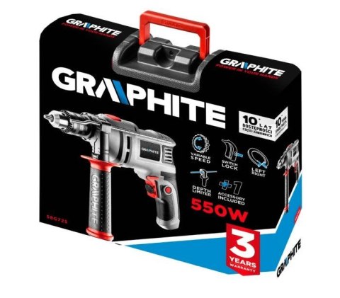 Graphite 58G725 wiertło 3000 RPM Klucz Szary Graphite 58G725 wiertło 3000 RPM Klucz Szary