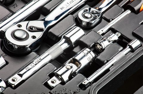 Neo Klucze nasadowe 1/4" 1/2" zestaw 77szt CrV 08-915 Neo Klucze nasadowe 1/4" 1/2" zestaw 77szt CrV 08-915