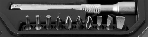 Zestaw nasadek przelotowych 1/4" + 3/8", 46 szt. Zestaw nasadek przelotowych 1/4" + 3/8", 46 szt.