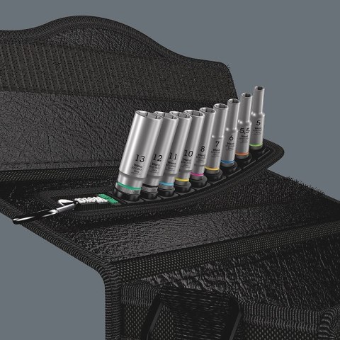 Zestaw nasadek udarowych długich 1/4'' 5-13MM, 9CZ. Zestaw nasadek udarowych długich 1/4'' 5-13MM, 9CZ.