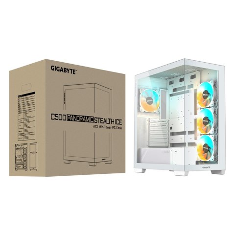 Obudowa GIGABYTE C500 PANORAMIC STEALTH Midi Tower Biały Obudowa GIGABYTE C500 PANORAMIC STEALTH Midi Tower Biały
