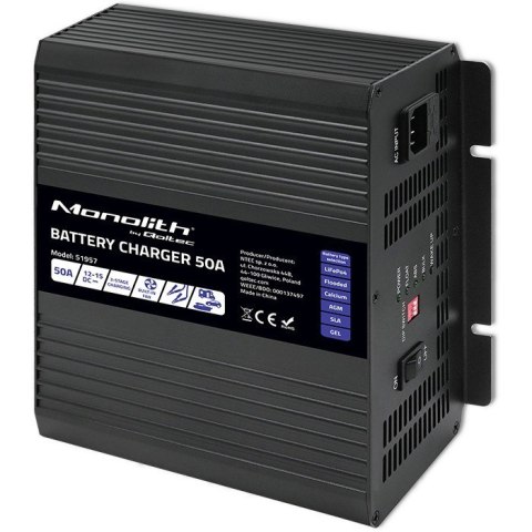 Inteligentna profesjonalna ładowarka Monolith do akumulatorów LiFePO4 AGM GEL SLA 50A 12V Inteligentna profesjonalna ładowarka Monolith do akumulatorów LiFePO4 AGM GEL SLA 50A 12V