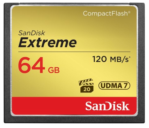 Karta pamięci Compactflash SanDisk Extreme 64GB 120/85 MB/s Karta pamięci Compactflash SanDisk Extreme 64GB 120/85 MB/s