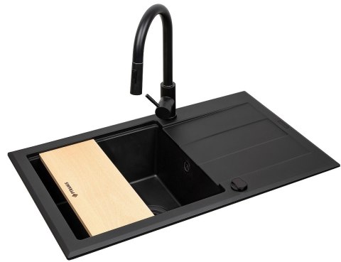 Zestaw - Zlewozmywak PYRAMIS SPARTA PLUS LUX (78X48) 1B 1D + BATERIA IDEA BLACK EDITION - 070175802BE - Volcano