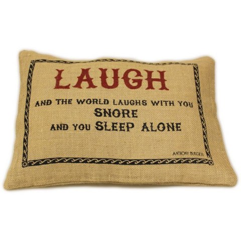 CUSCINI LETTERARI - Copricuscino in Juta lavata / Juta washed pillow case LAUGH - Size 38x25cm